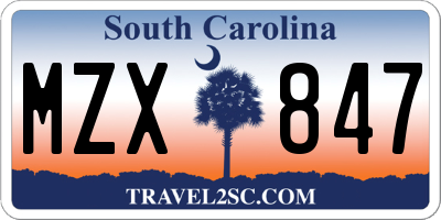 SC license plate MZX847