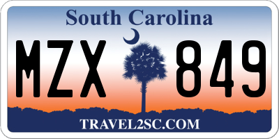SC license plate MZX849
