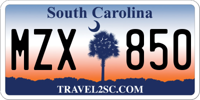 SC license plate MZX850
