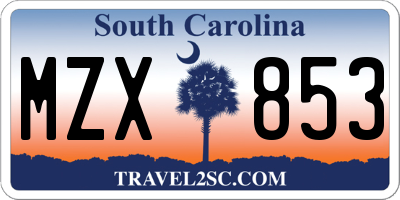 SC license plate MZX853