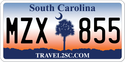 SC license plate MZX855