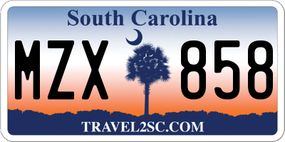 SC license plate MZX858