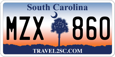 SC license plate MZX860