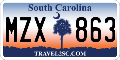 SC license plate MZX863