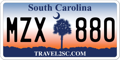 SC license plate MZX880