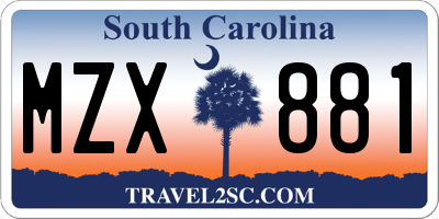 SC license plate MZX881