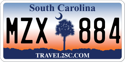 SC license plate MZX884