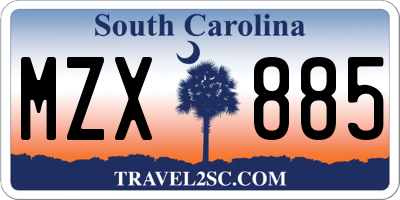SC license plate MZX885