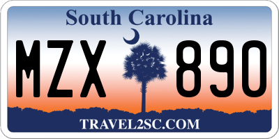 SC license plate MZX890
