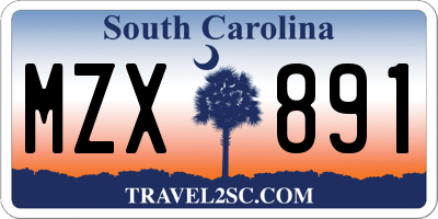 SC license plate MZX891