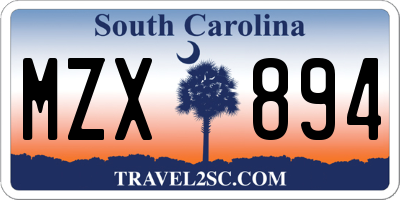 SC license plate MZX894