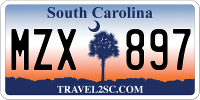 SC license plate MZX897