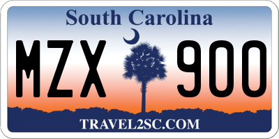 SC license plate MZX900