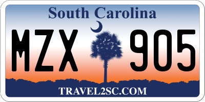 SC license plate MZX905
