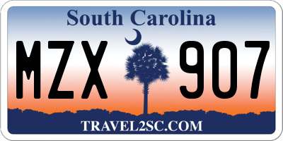 SC license plate MZX907