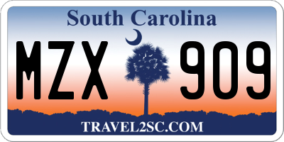 SC license plate MZX909