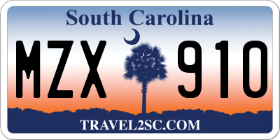 SC license plate MZX910