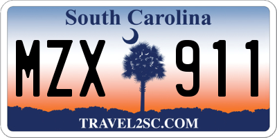 SC license plate MZX911