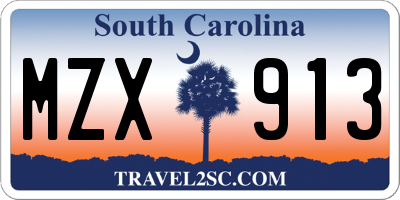 SC license plate MZX913