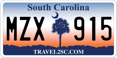 SC license plate MZX915