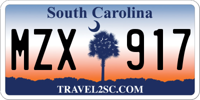 SC license plate MZX917