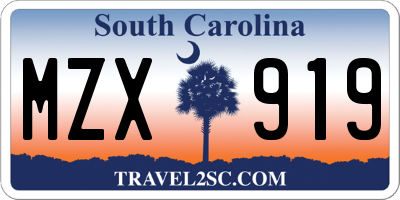 SC license plate MZX919