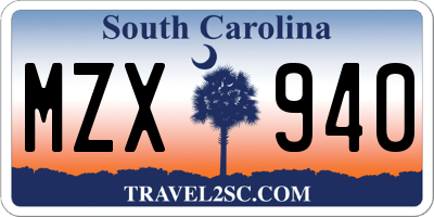 SC license plate MZX940