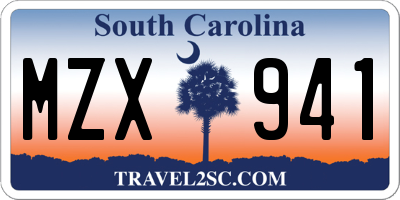 SC license plate MZX941