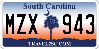 SC license plate MZX943