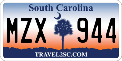 SC license plate MZX944
