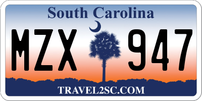 SC license plate MZX947