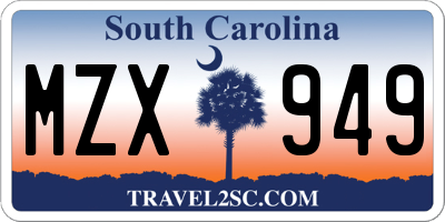 SC license plate MZX949