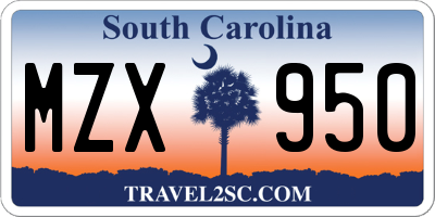 SC license plate MZX950