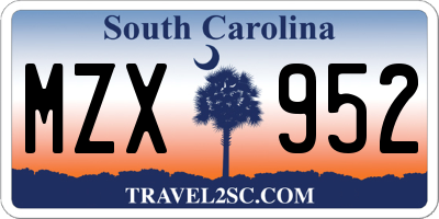 SC license plate MZX952