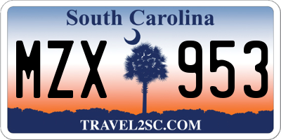 SC license plate MZX953