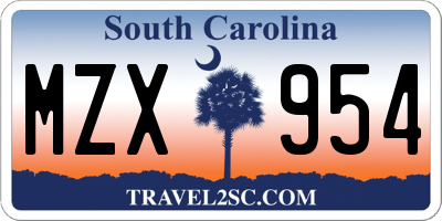 SC license plate MZX954