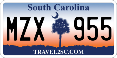 SC license plate MZX955