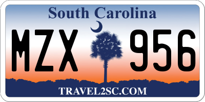 SC license plate MZX956