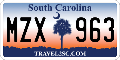 SC license plate MZX963