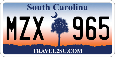 SC license plate MZX965