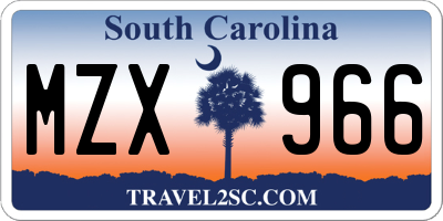 SC license plate MZX966