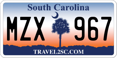 SC license plate MZX967