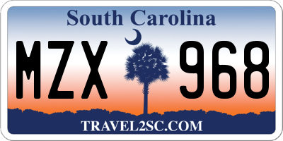 SC license plate MZX968