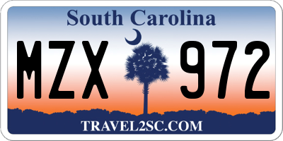 SC license plate MZX972