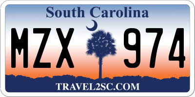SC license plate MZX974