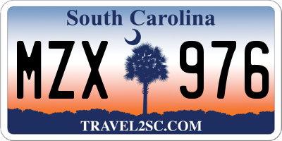 SC license plate MZX976