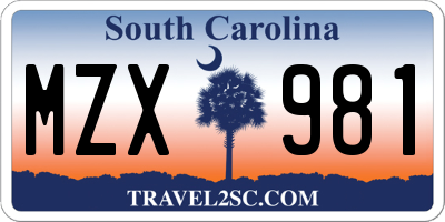 SC license plate MZX981