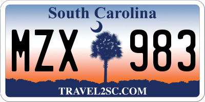 SC license plate MZX983