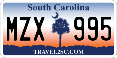 SC license plate MZX995