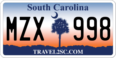 SC license plate MZX998